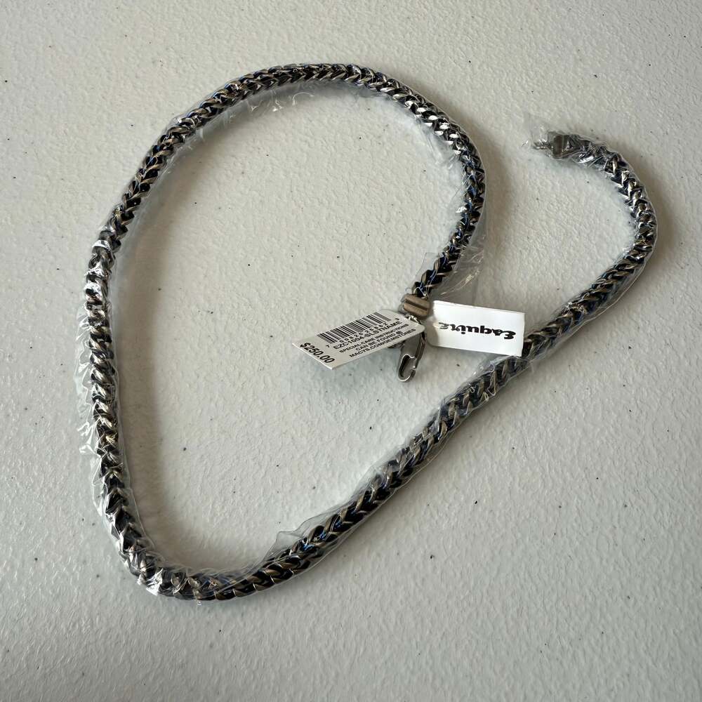 Esquire Men's Jewelry Foxtail 22” Chain Necklace in Stainless Steel - Picture 4 of 4